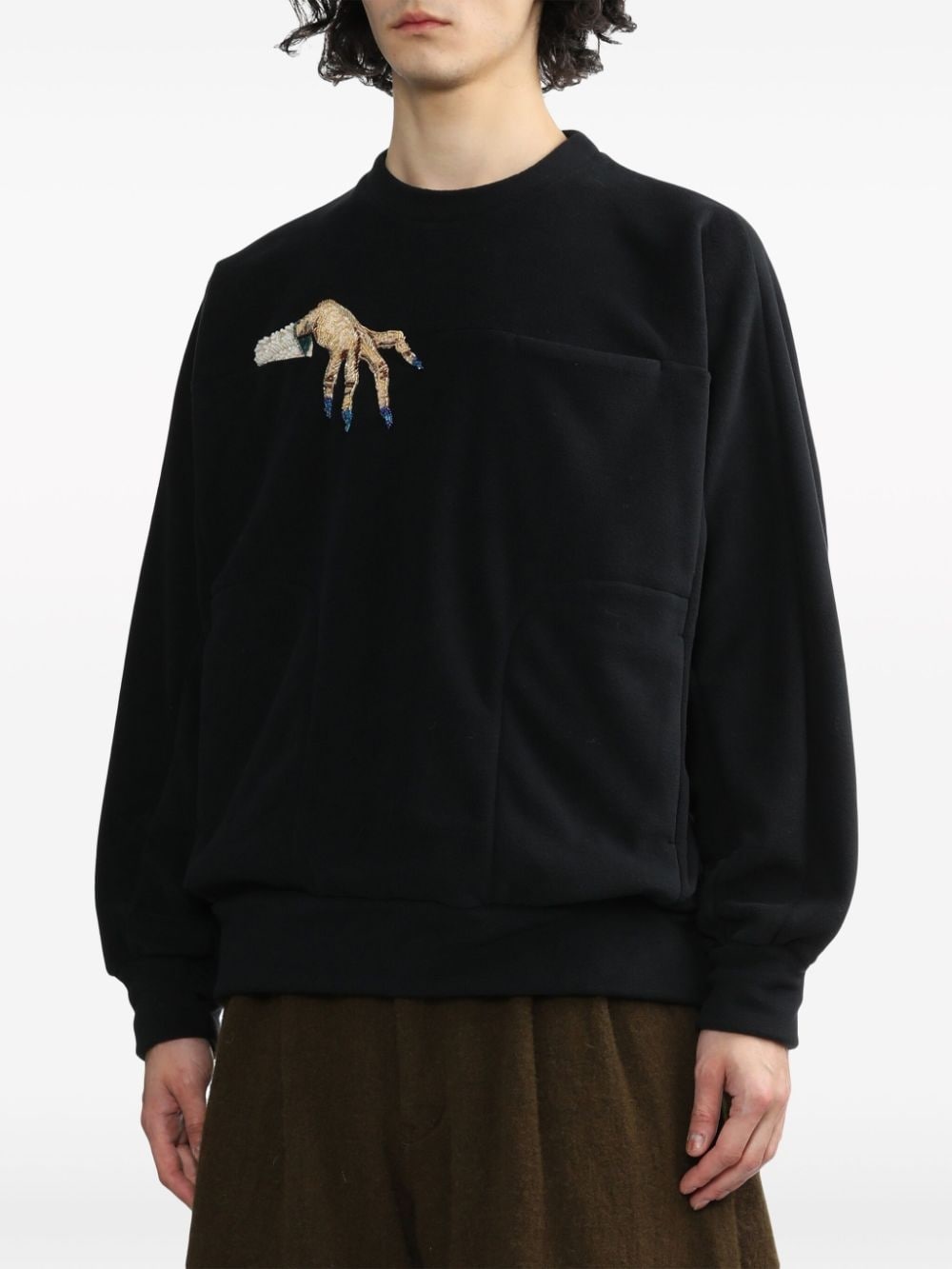 embroidered-motif crew-neck sweatshirt - 3