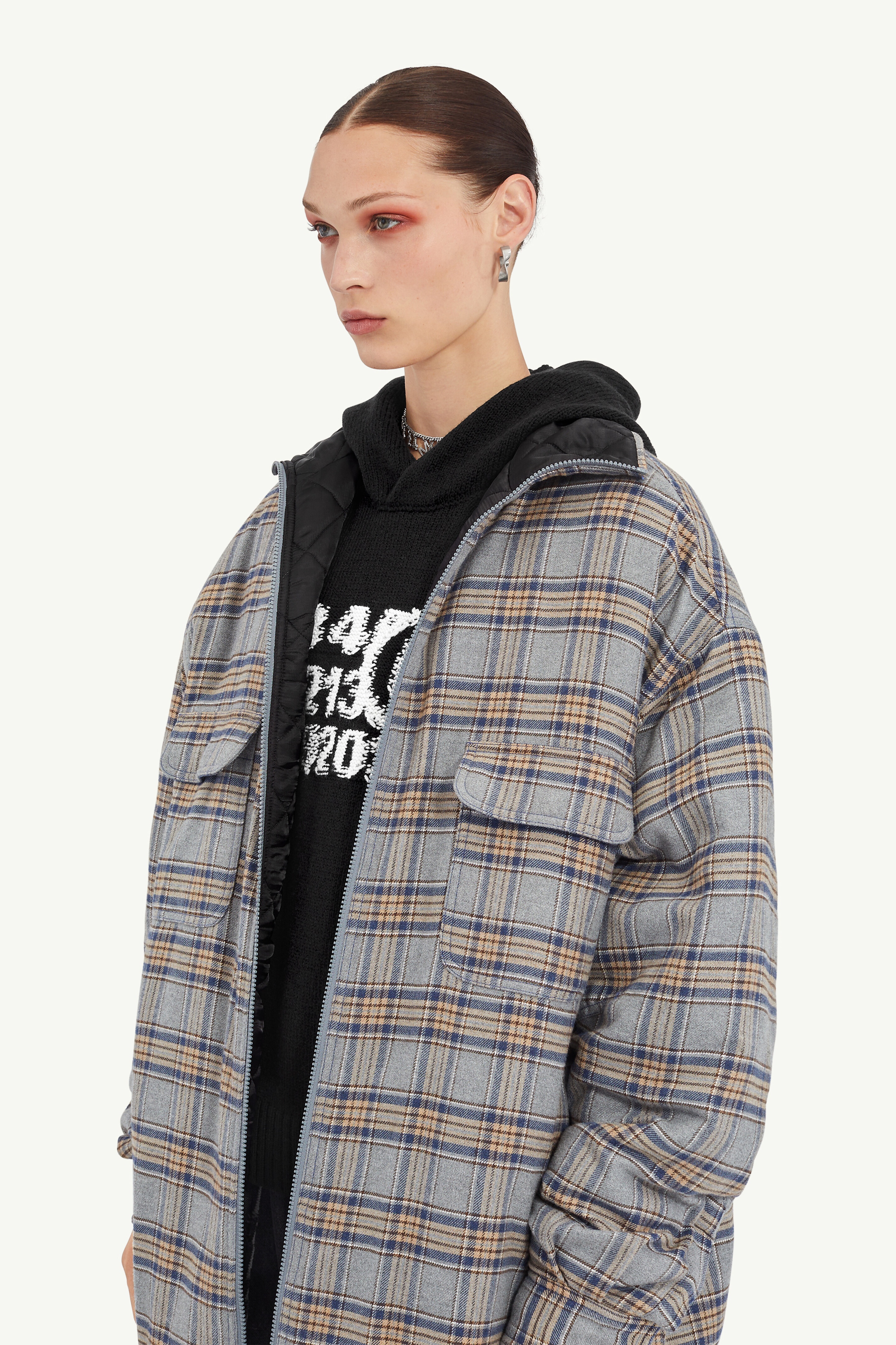 Quilted Checked Flannel Jacket - 5