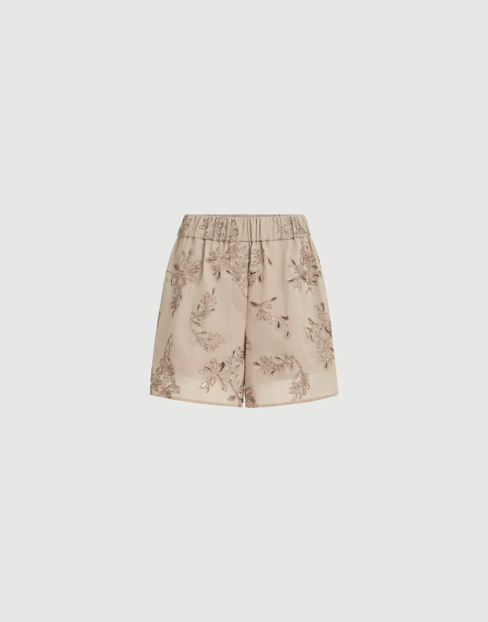 Cotton organza shorts with dazzling broderie anglaise - 1