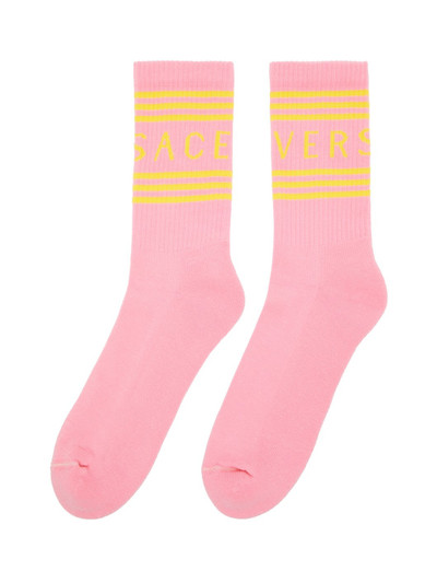 VERSACE Pink & Yellow 1990s' Vintage Logo Socks outlook