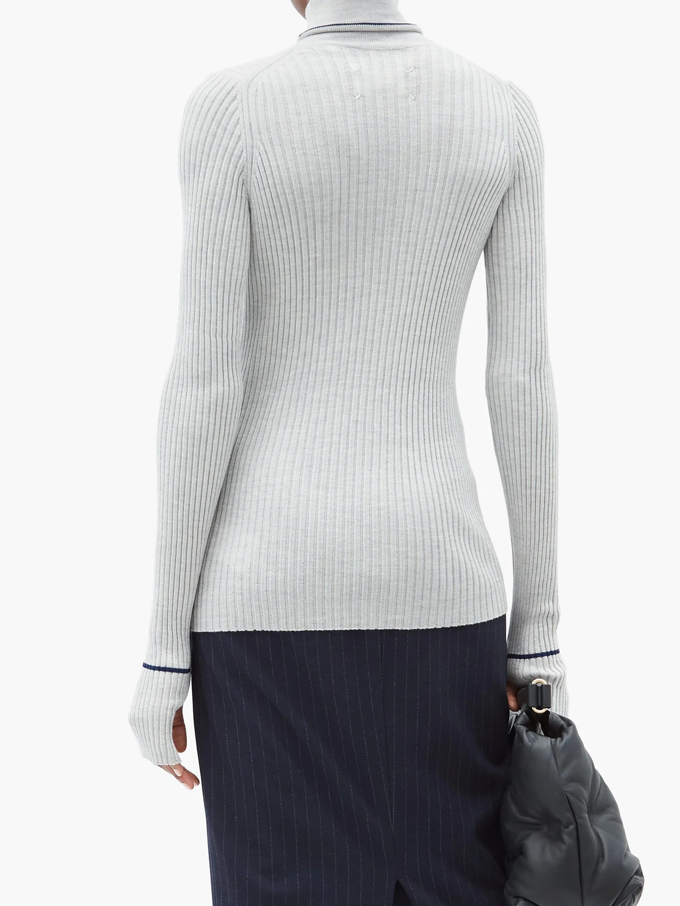 Striped roll-neck ribbed wool-blend sweater - 5