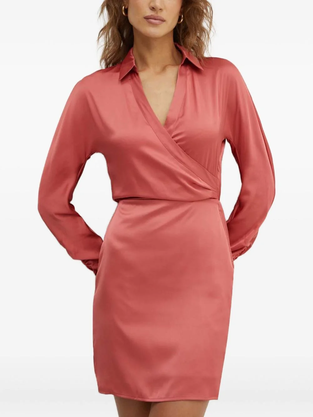 collared gathered mini dress - 1