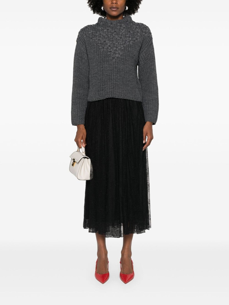 ROTATE floral-lace midi skirt outlook