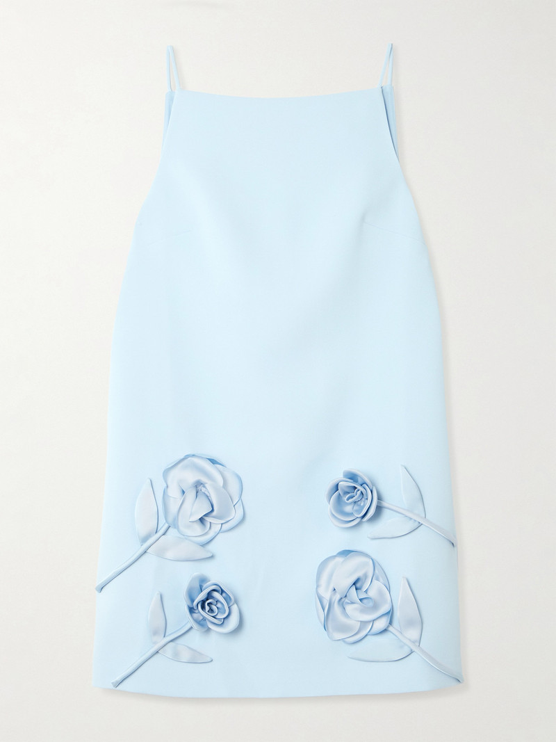 Appliquéd Satin-trimmed Crepe Mini Dress 1