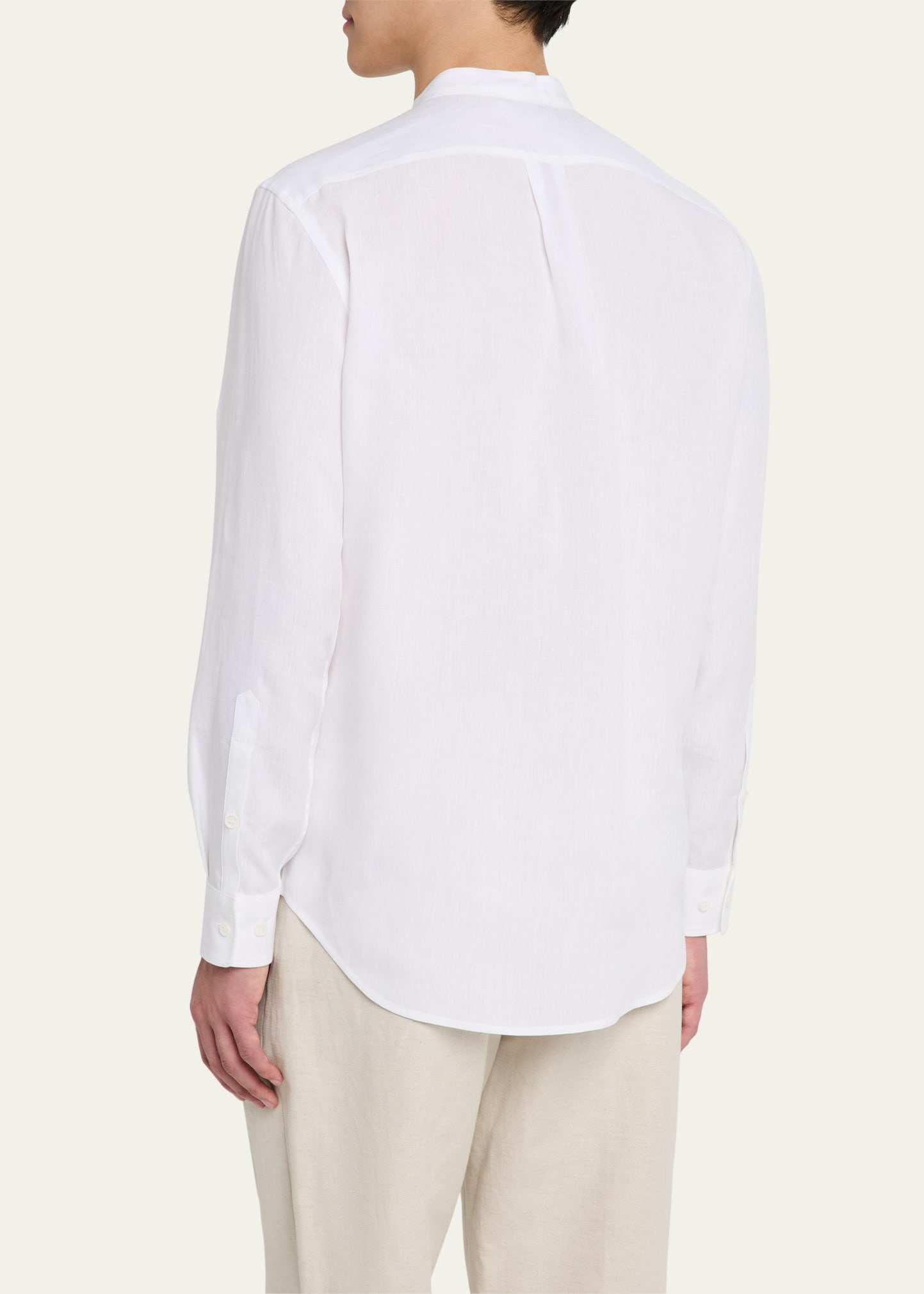 Men's Ollie Linen Mandarin-Collar Shirt - 3