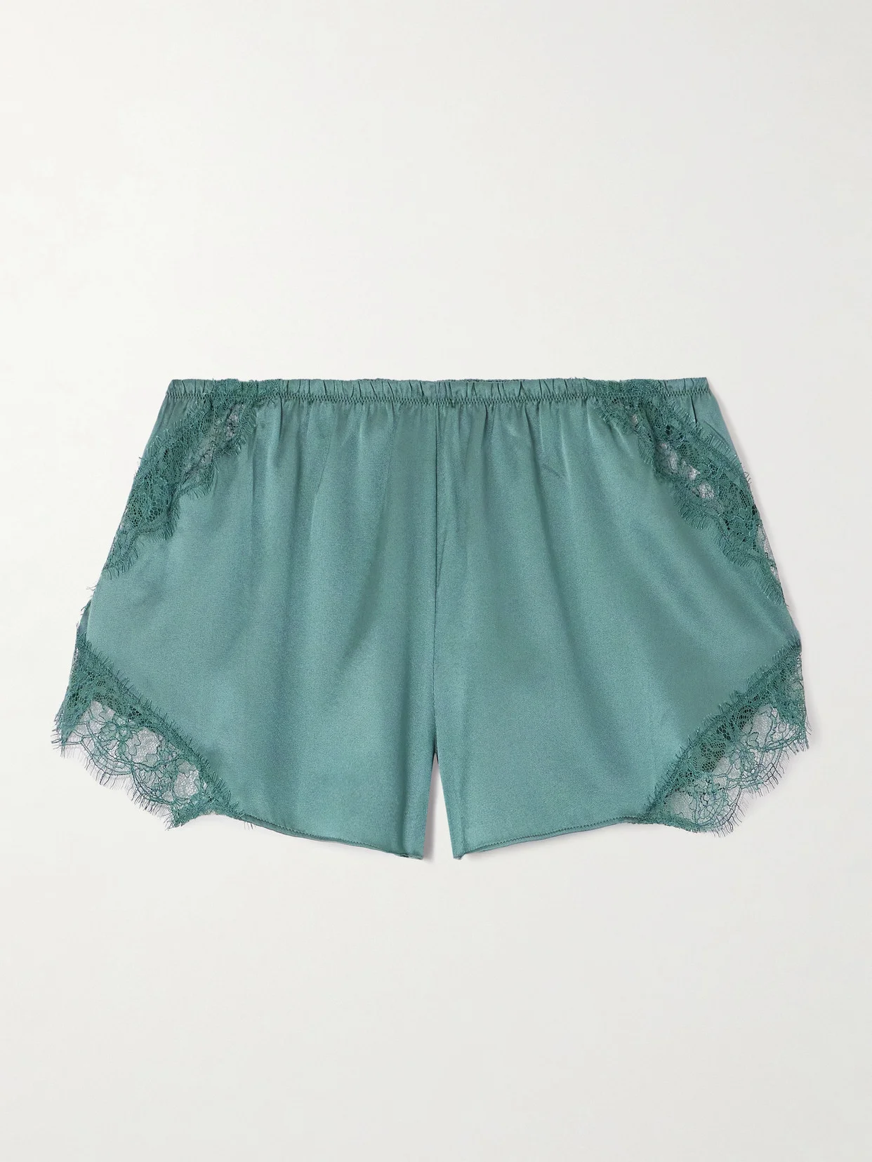 Lace-trimmed Silk-satin Shorts - 1
