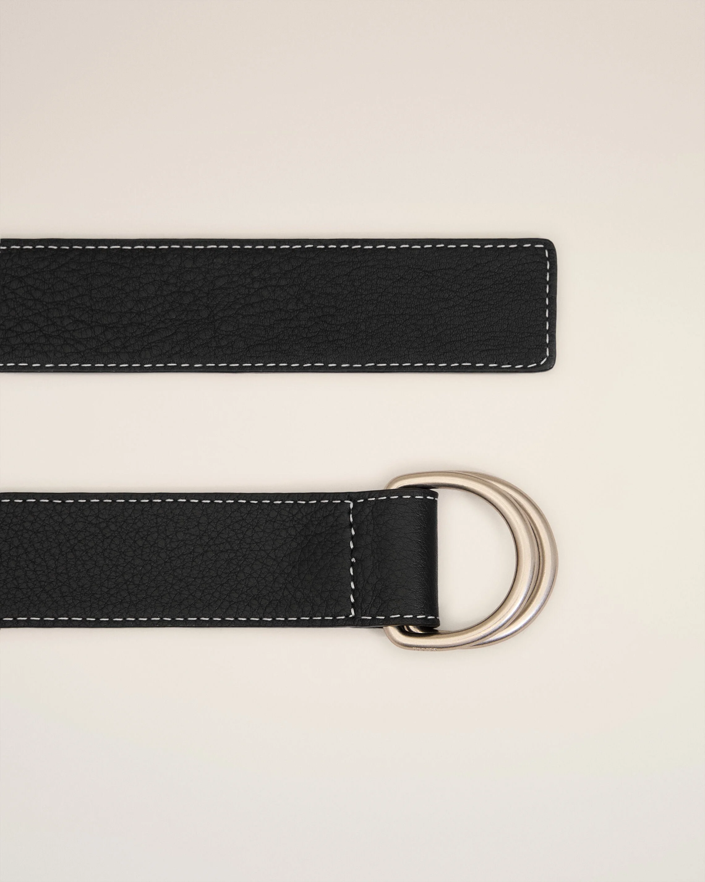 BLACK SUPPLE LEATHER DOUBLE BUCKLE 35MM BELT - 1