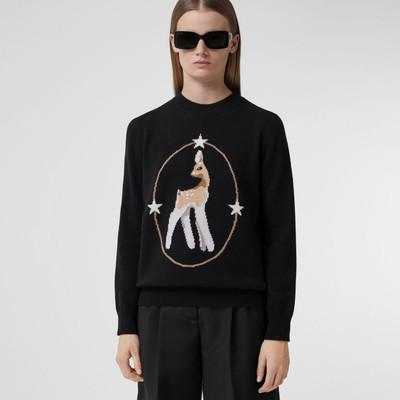 Burberry Deer Graphic Intarsia Wool Cashmere Blend Sweater outlook