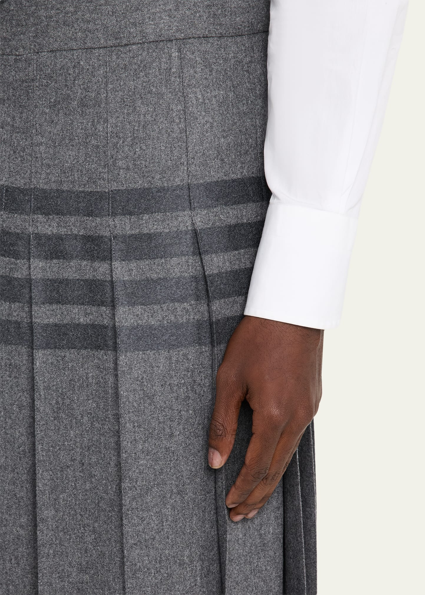 Men's Flannel 4-Bar Midi Pleated Skirt - 5