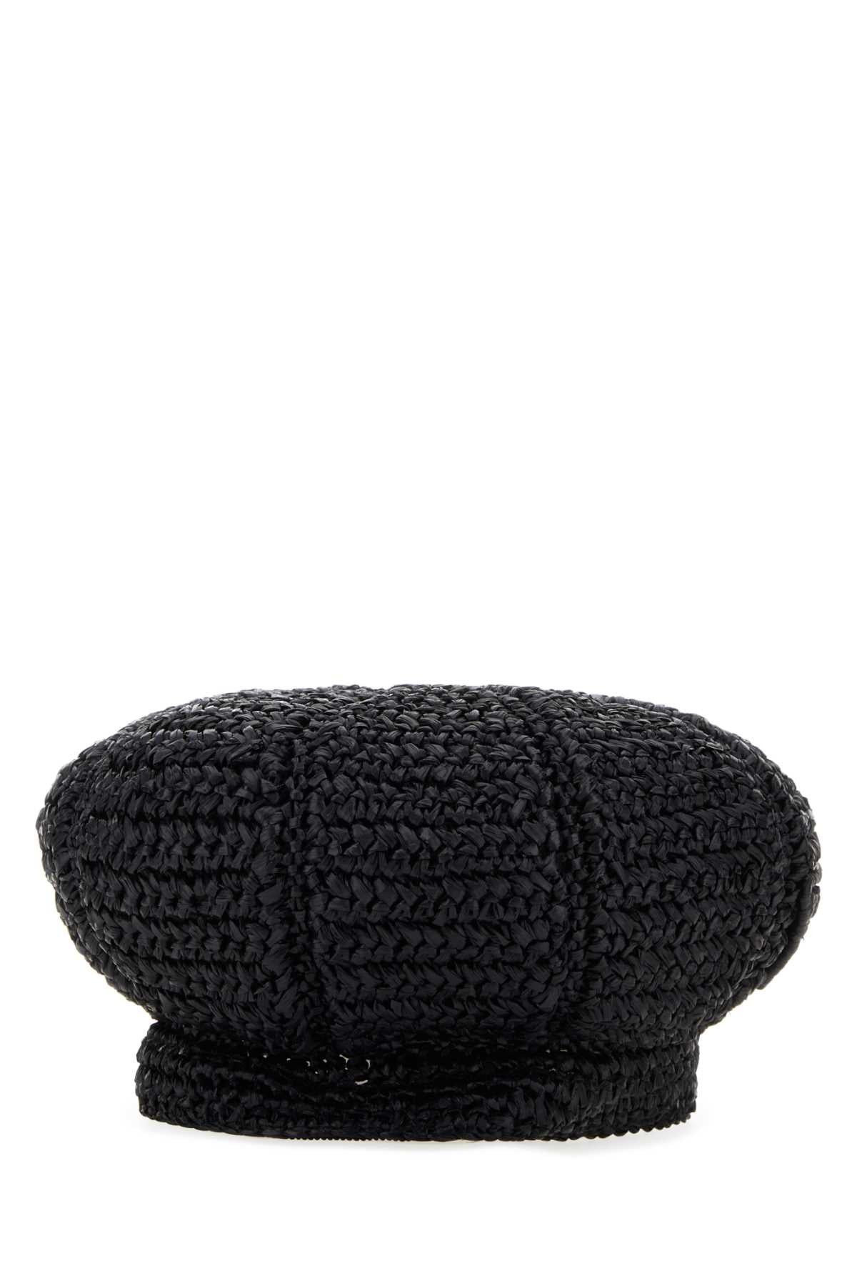 Prada Women Black Rafia Baker Boy Hat - 3