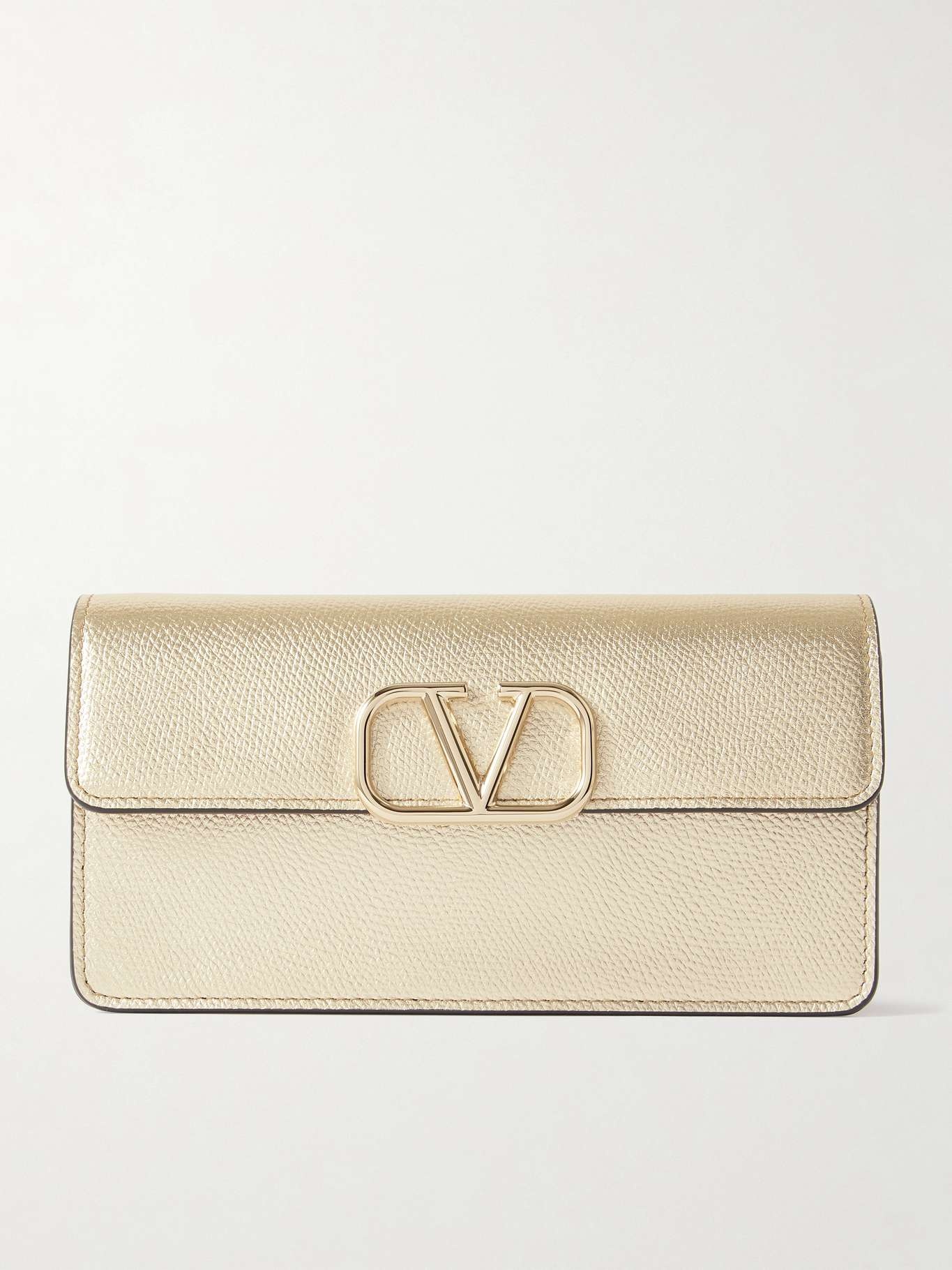 VLOGO metallic textured-leather wallet - 1