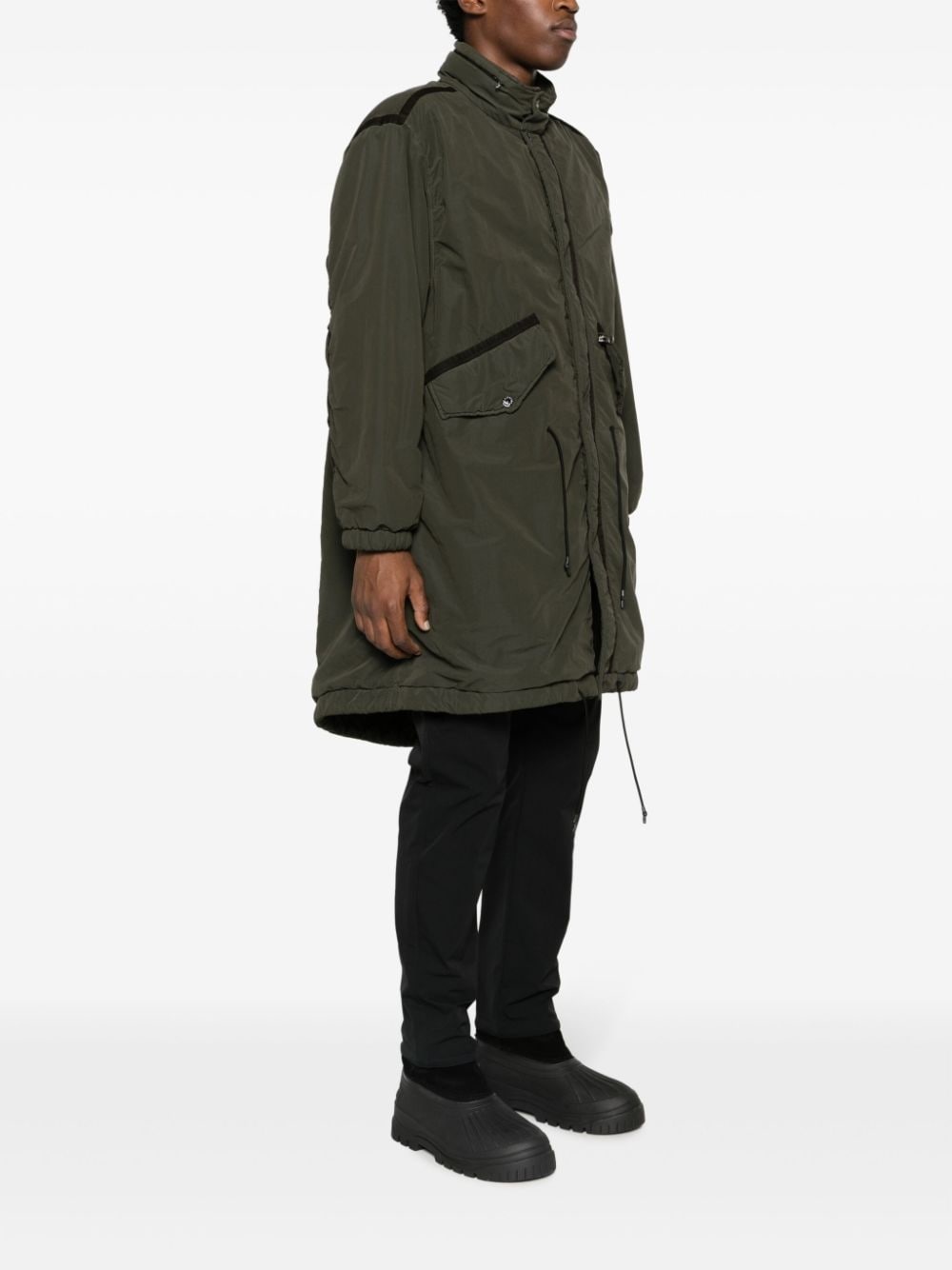 David compass-badge long raincoat - 3