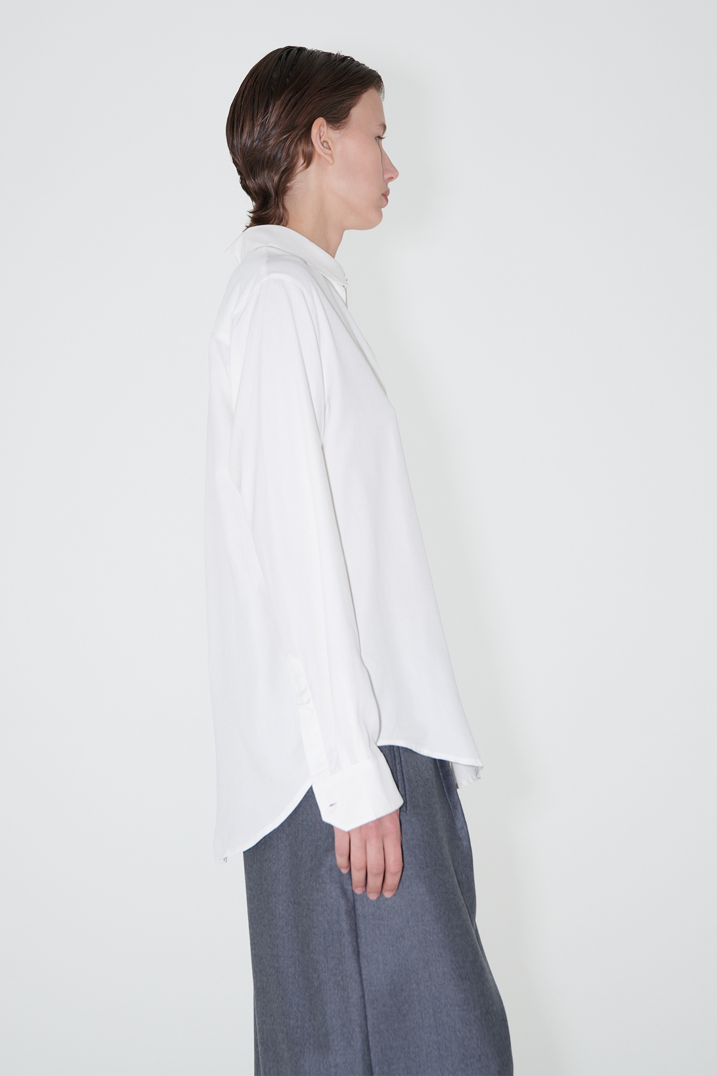 Line Shirt Off White Fine Silk - 4