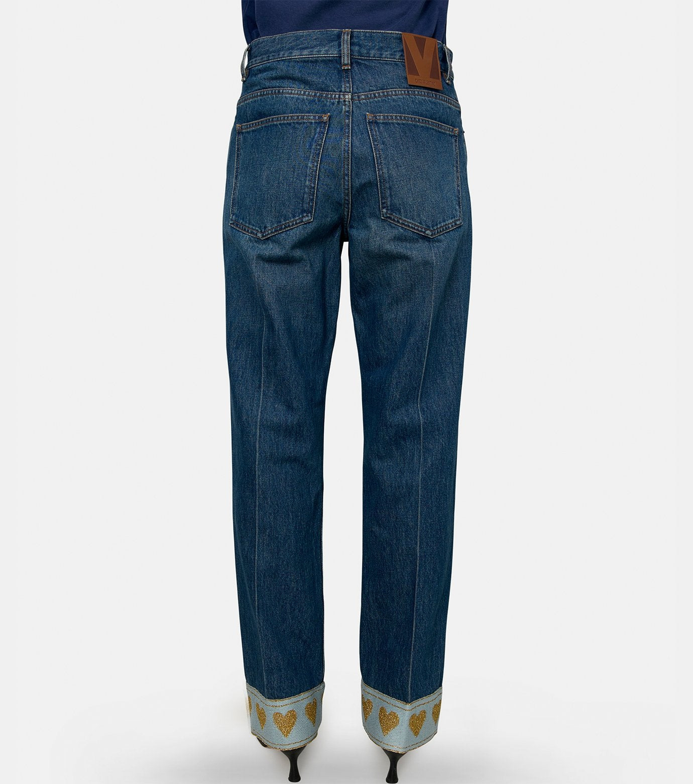 Denim Solid w/Heart Jacquard - 3