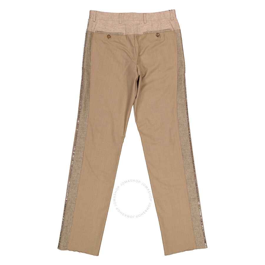 Burberry Men's Pecan Melange English Fit Crystal Embroidered Technical Linen Trousers, Brand Size 48 - 5