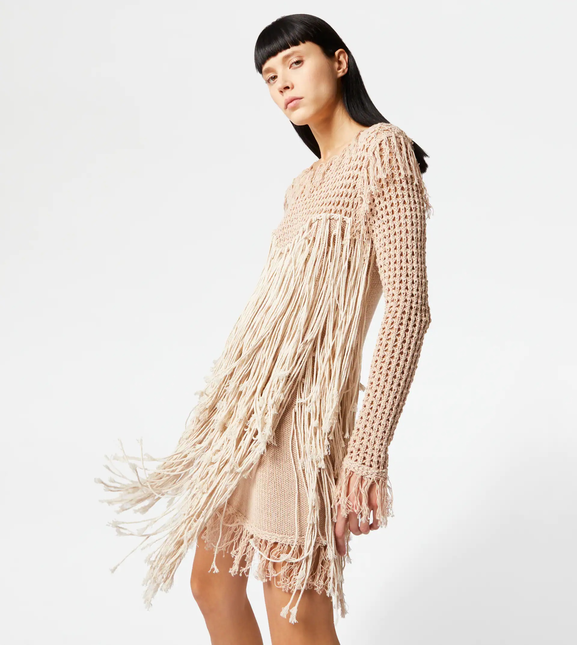FRINGED DRESS - BEIGE - 7