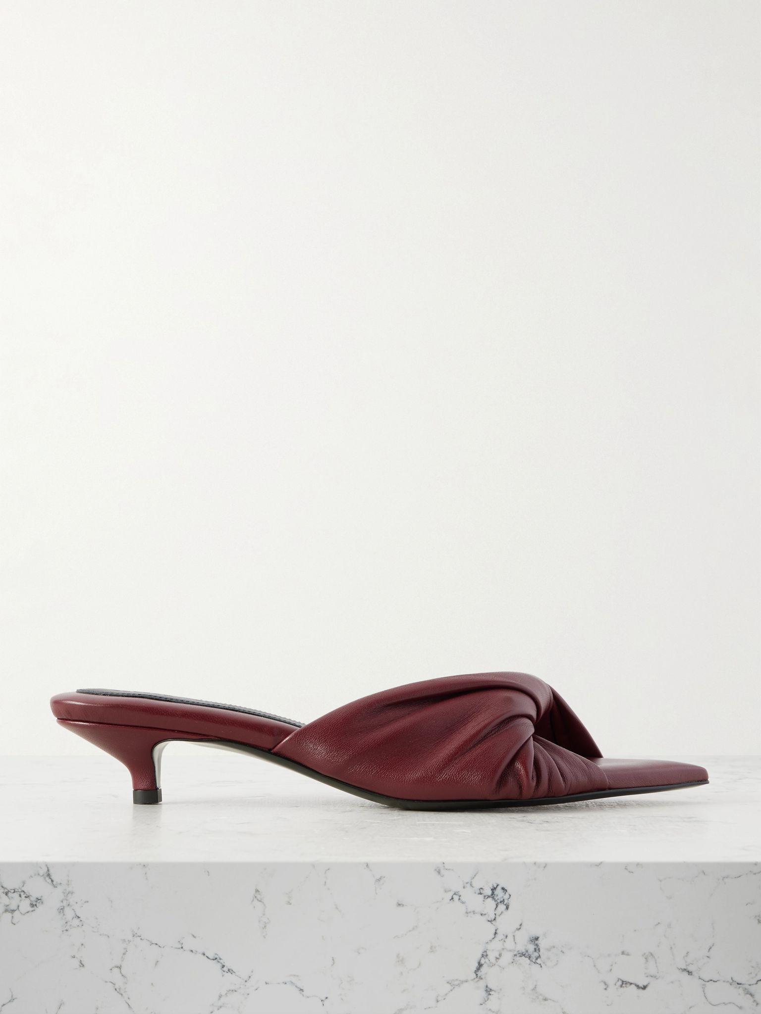 Knotted leather mules Burgundy - 1