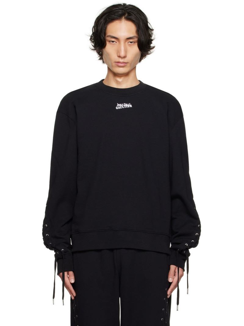 Black Lace-Up Sweatshirt 1