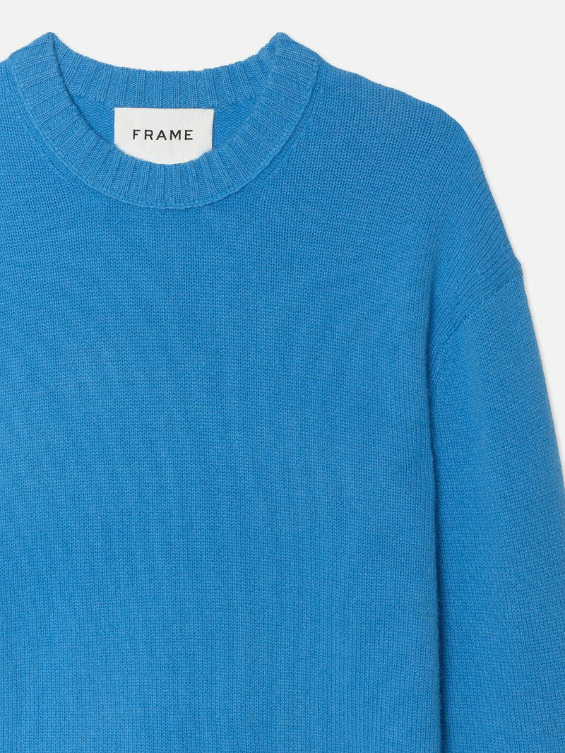 FRAME The Cashmere Crewneck Sweater in Pop Blue outlook