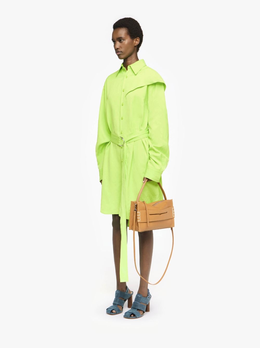 CAPE SHOULDER SHIRT DRESS - 4