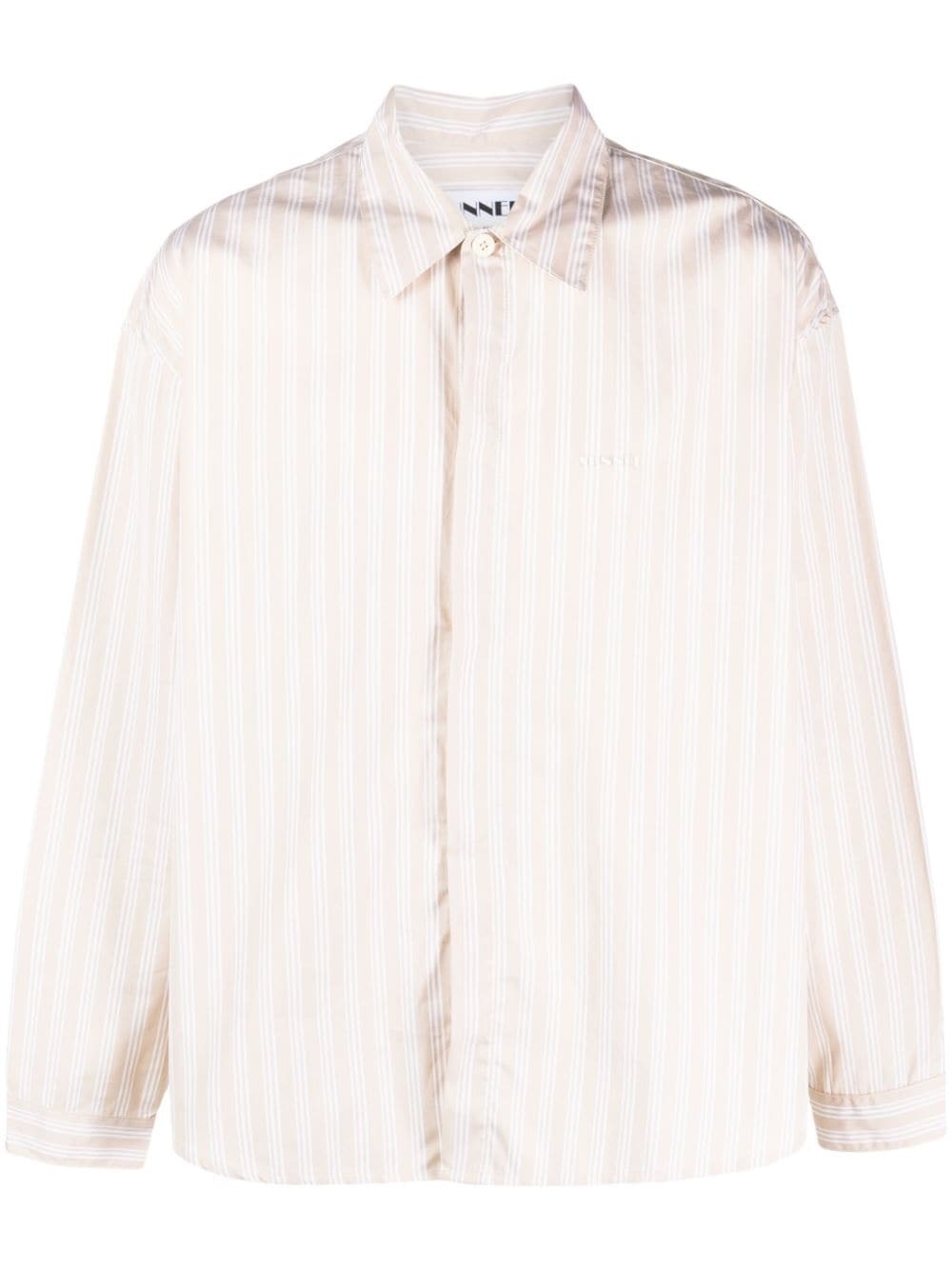 striped-pattern cotton shirt - 1