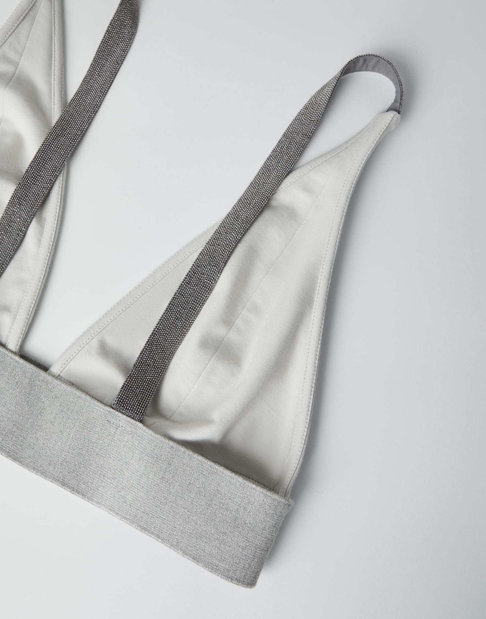 Stretch cotton French terry bralette top with precious straps - 2