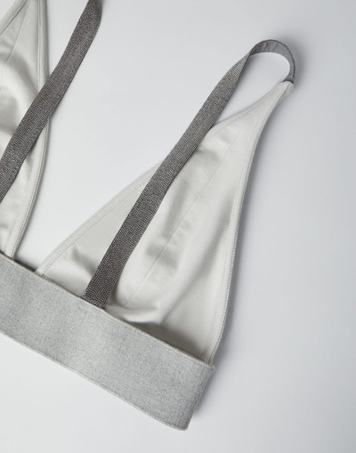 Brunello Cucinelli Stretch cotton French terry bralette top with precious straps outlook