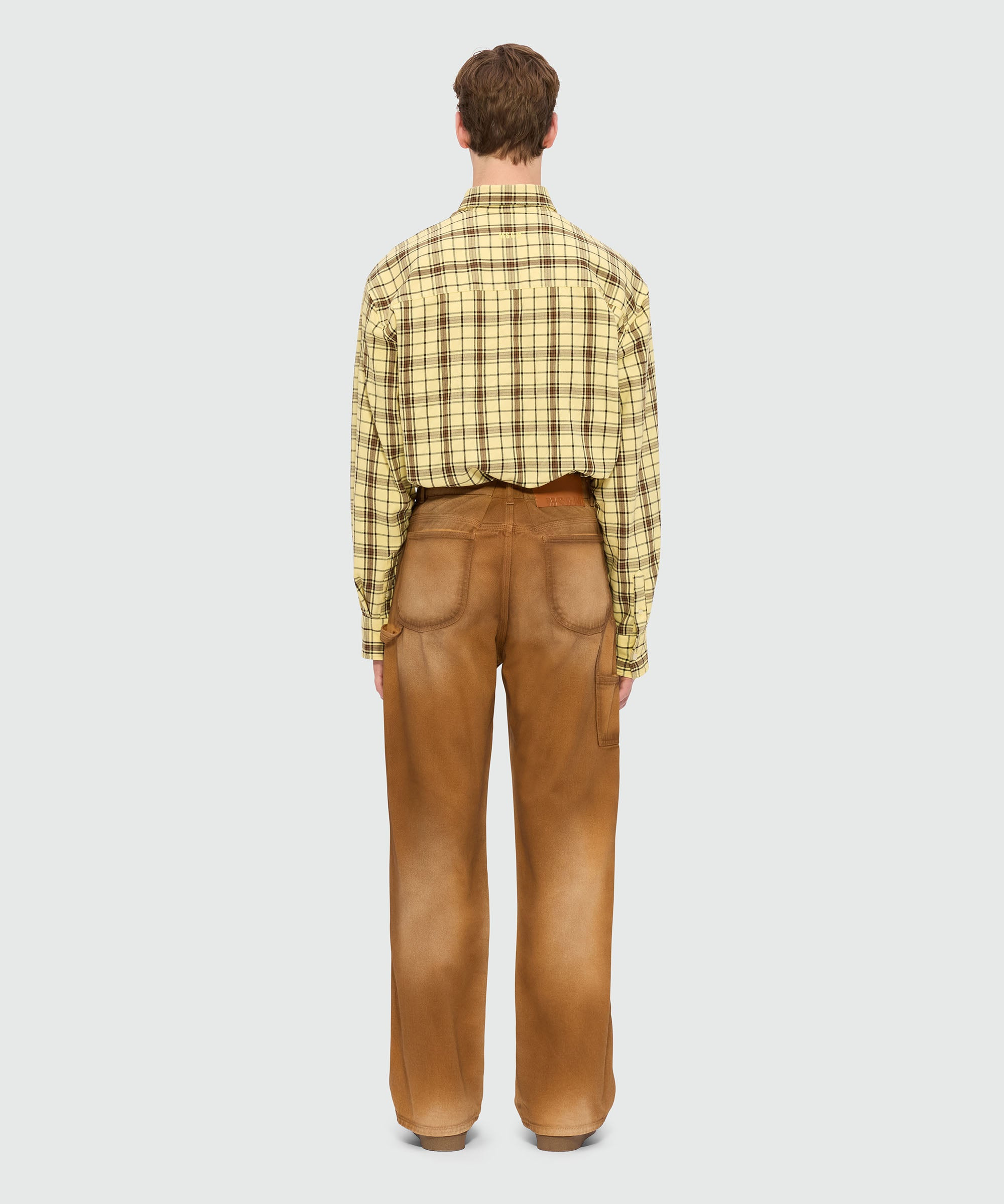 Beige spray-effect denim trousers - 3