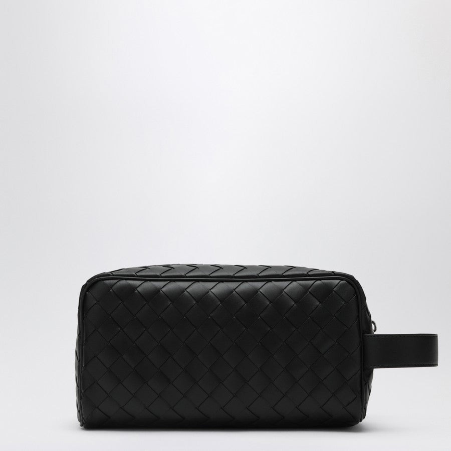 Bottega Veneta Men Black Travel Pouch In Intrecciato - 2