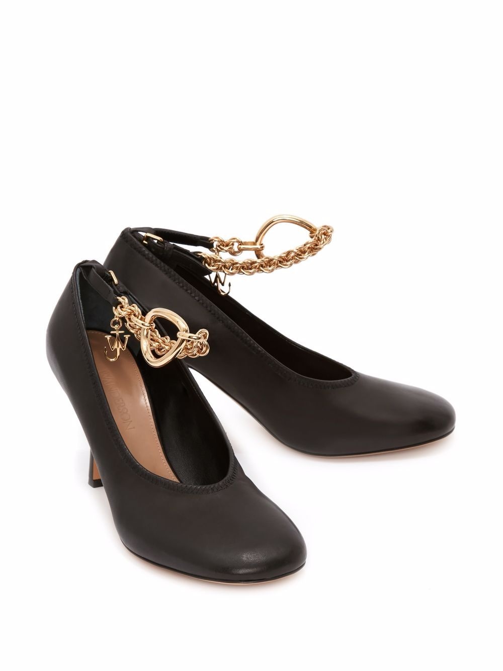 ankle-chain leather pumps - 2