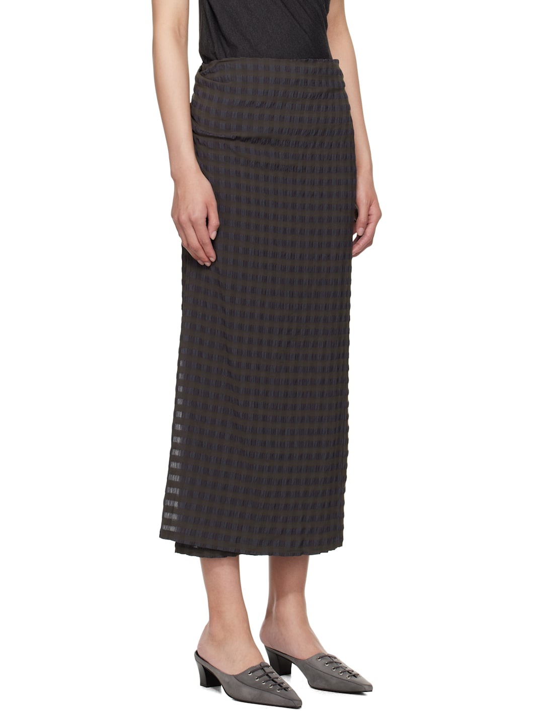 Brown & Blue Staino Midi Skirt - 2