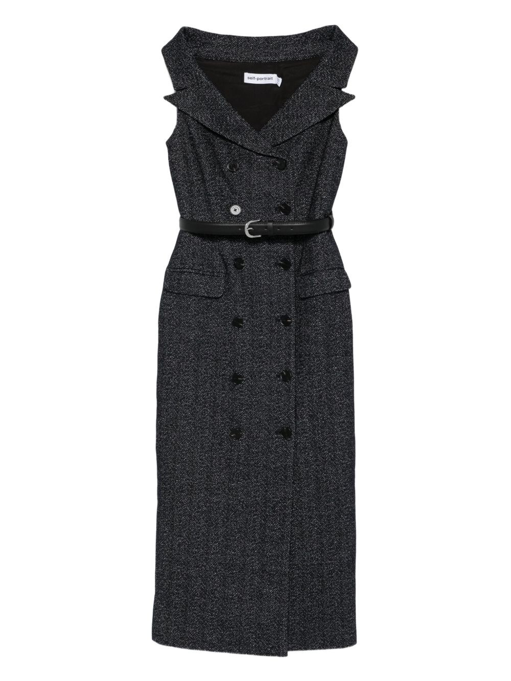 double-breasted belted dress - 1