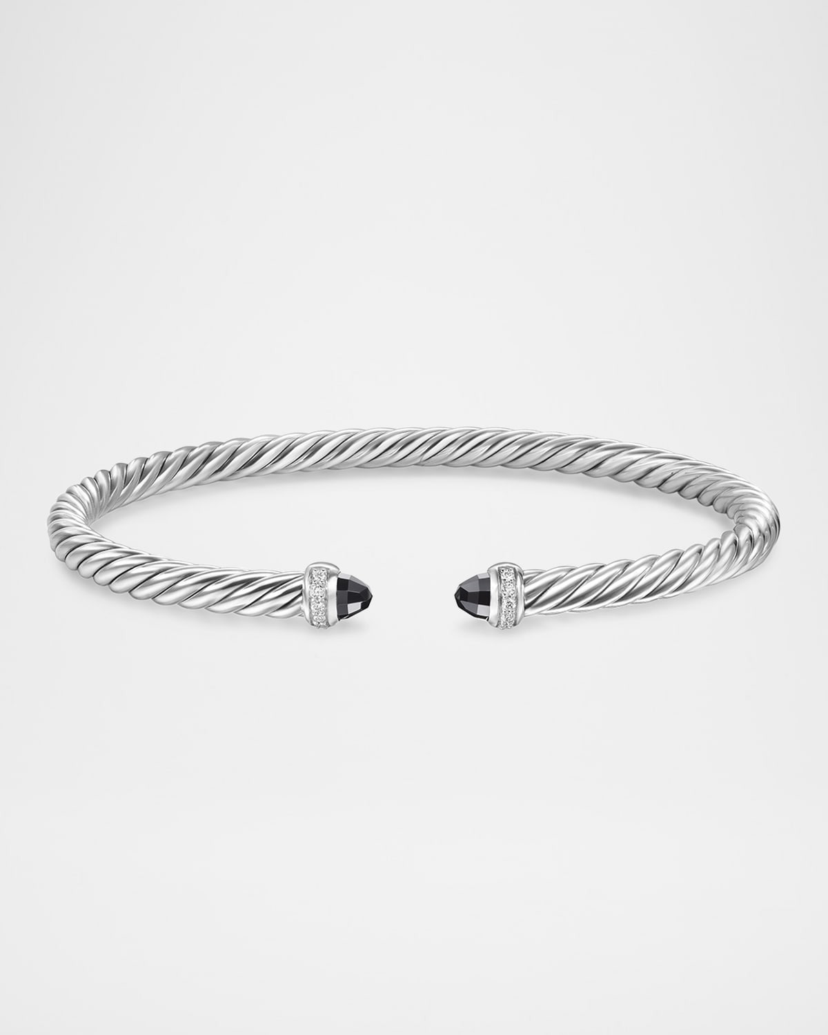 Modern Cable Flex Bracelet with Gemstones and Diamonds in Silver, 4mm - 7