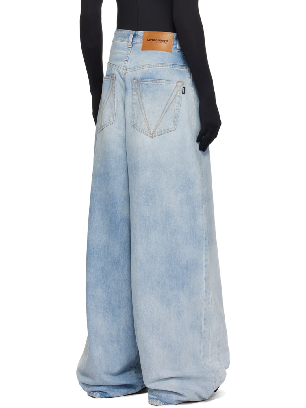 Blue Embroidered Baggy Jeans - 3