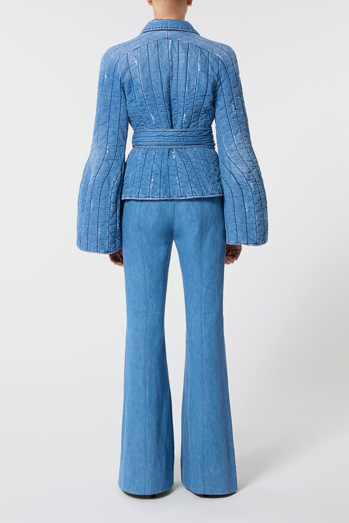 Merve Jacket in Light Blue Denim Recycled Cotton Linen - 4