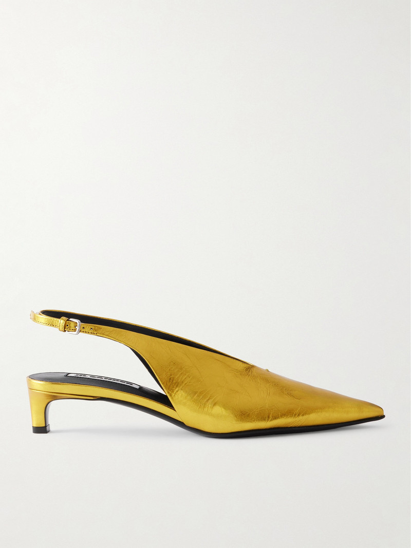Metallic-leather Slingback Pumps 1