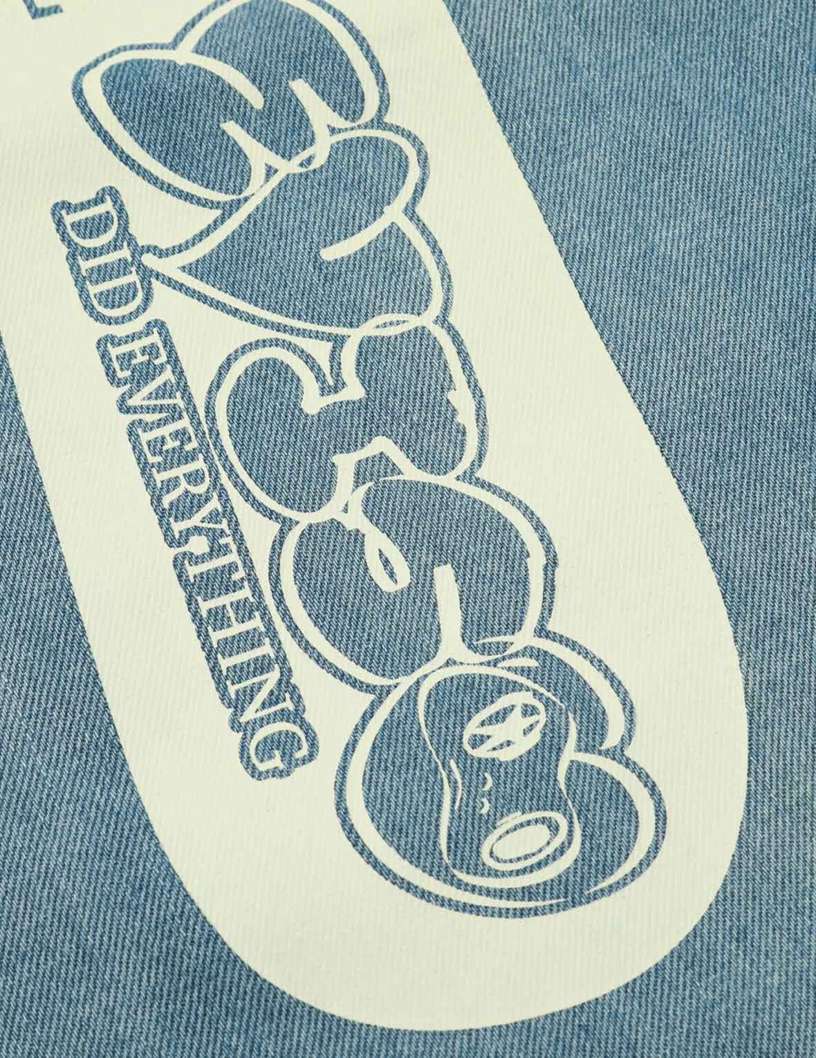 GRAFFITI DARUMA DAICOCK PRINT DENIM TAPER JEANS - 8