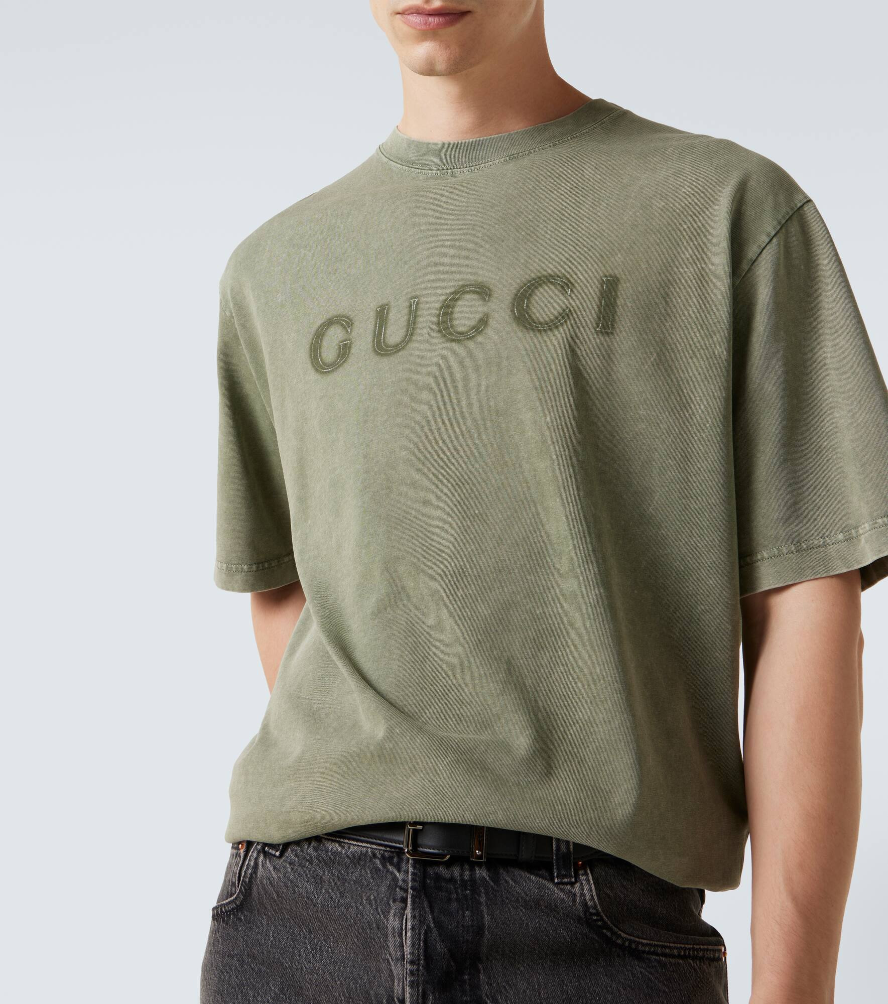 Distressed logo cotton T-shirt - 5