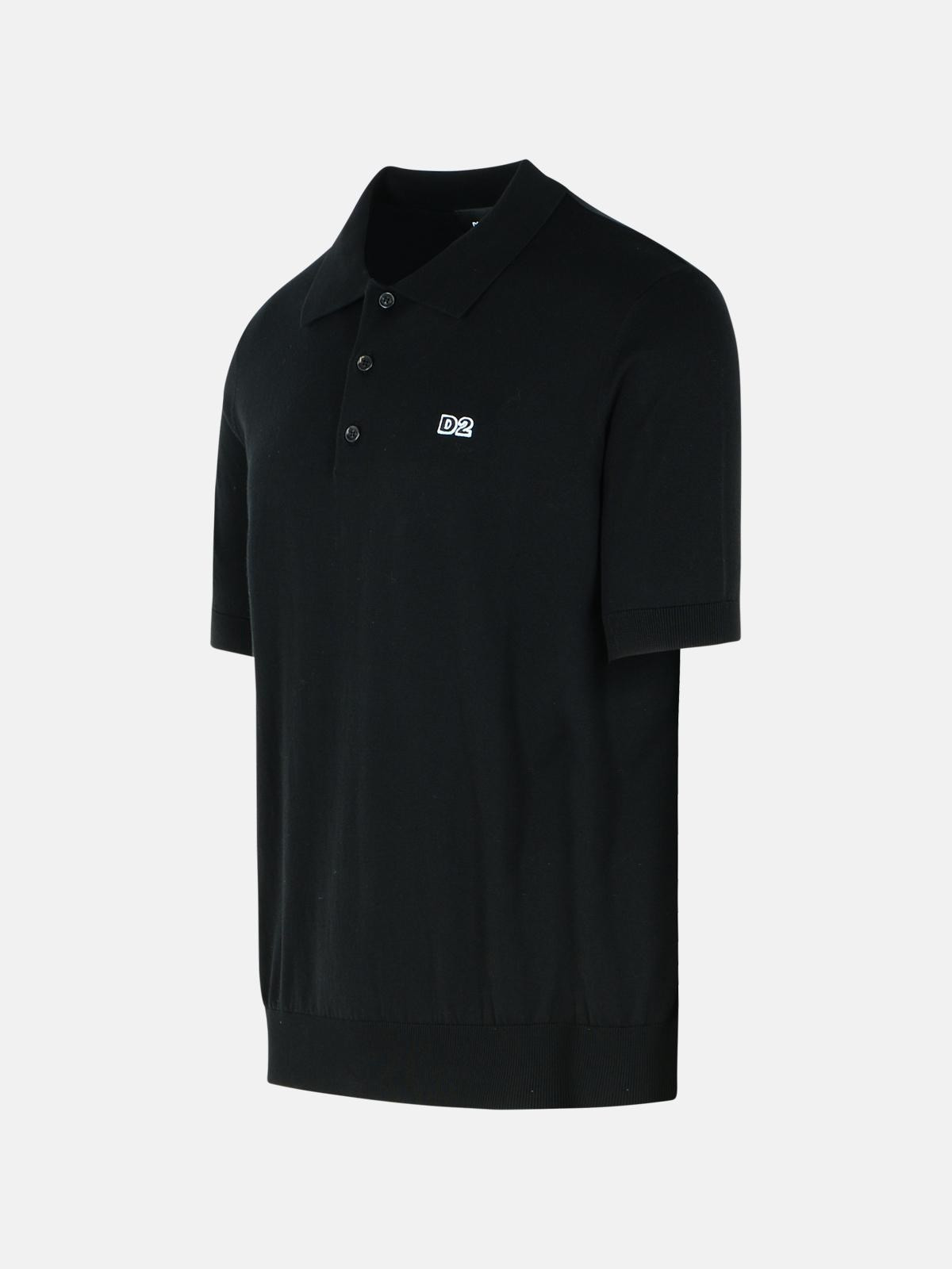 BLACK COTTON POLO SHIRT - 2