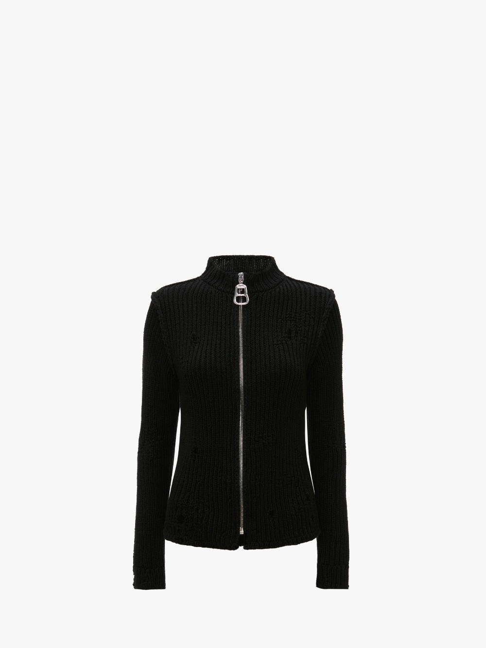 DISTRESSED ZIP CARDIGAN - 1