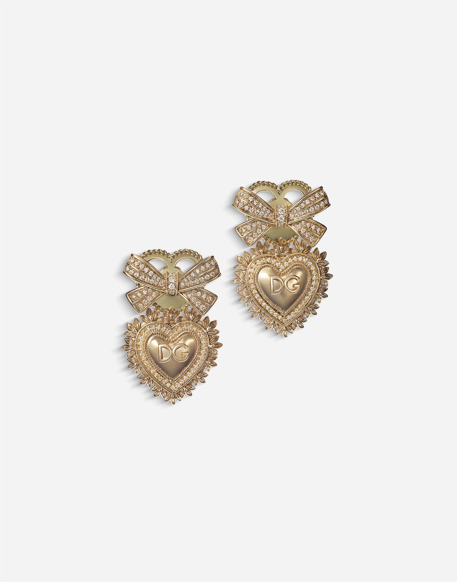 Devotion earrings in yellow gold with diamonds - 1