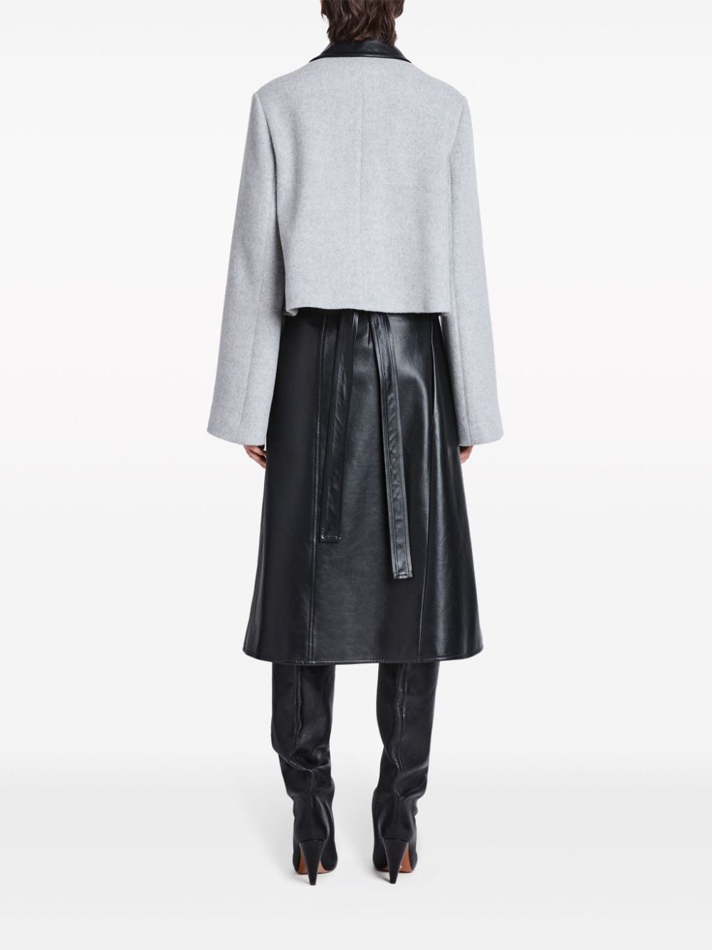 Bridget leather-collar cropped jacket - 4