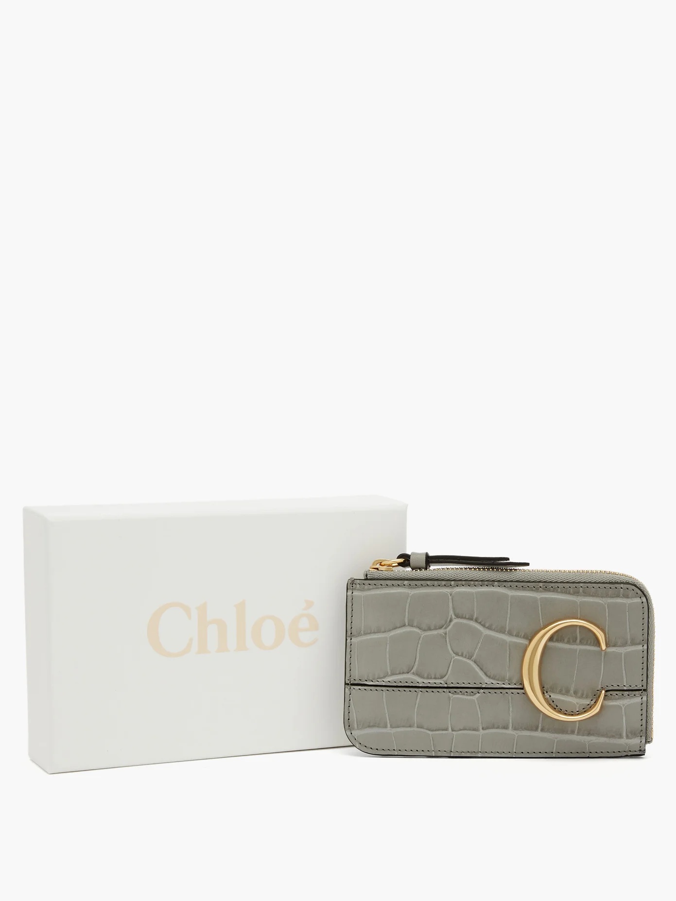 The C logo crocodile-effect leather cardholder - 5