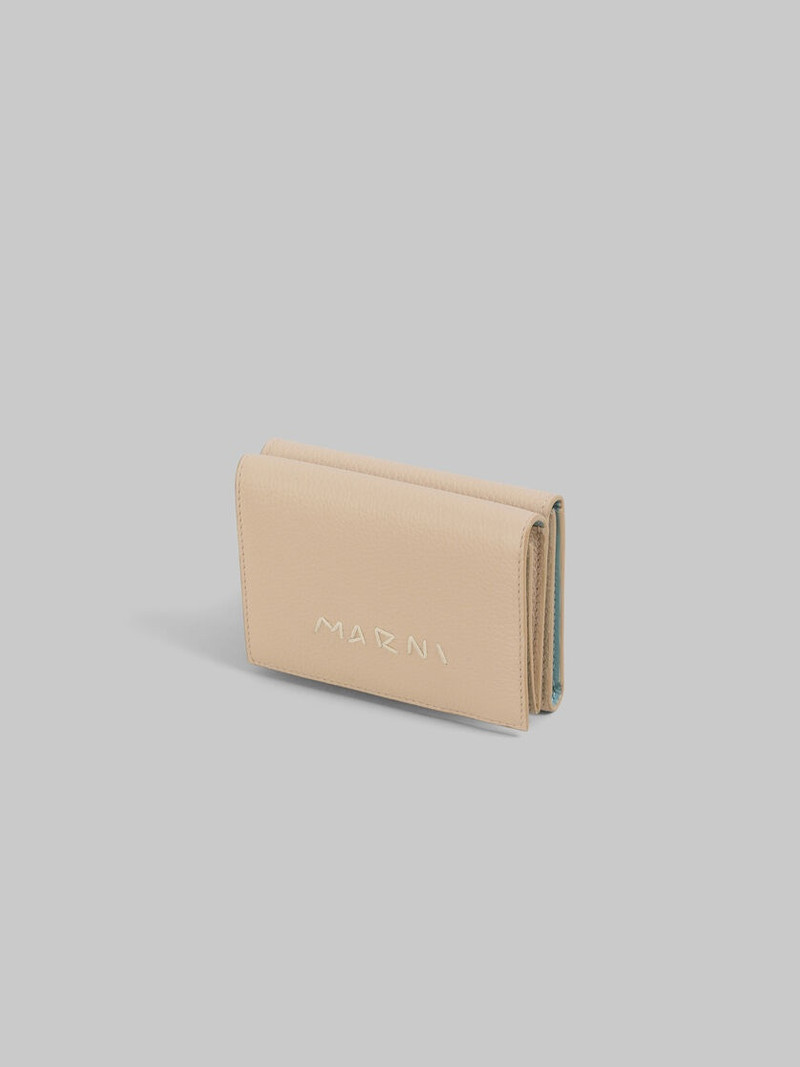 Marni BEIGE LEATHER TRIFOLD WALLET WITH MARNI MENDING outlook