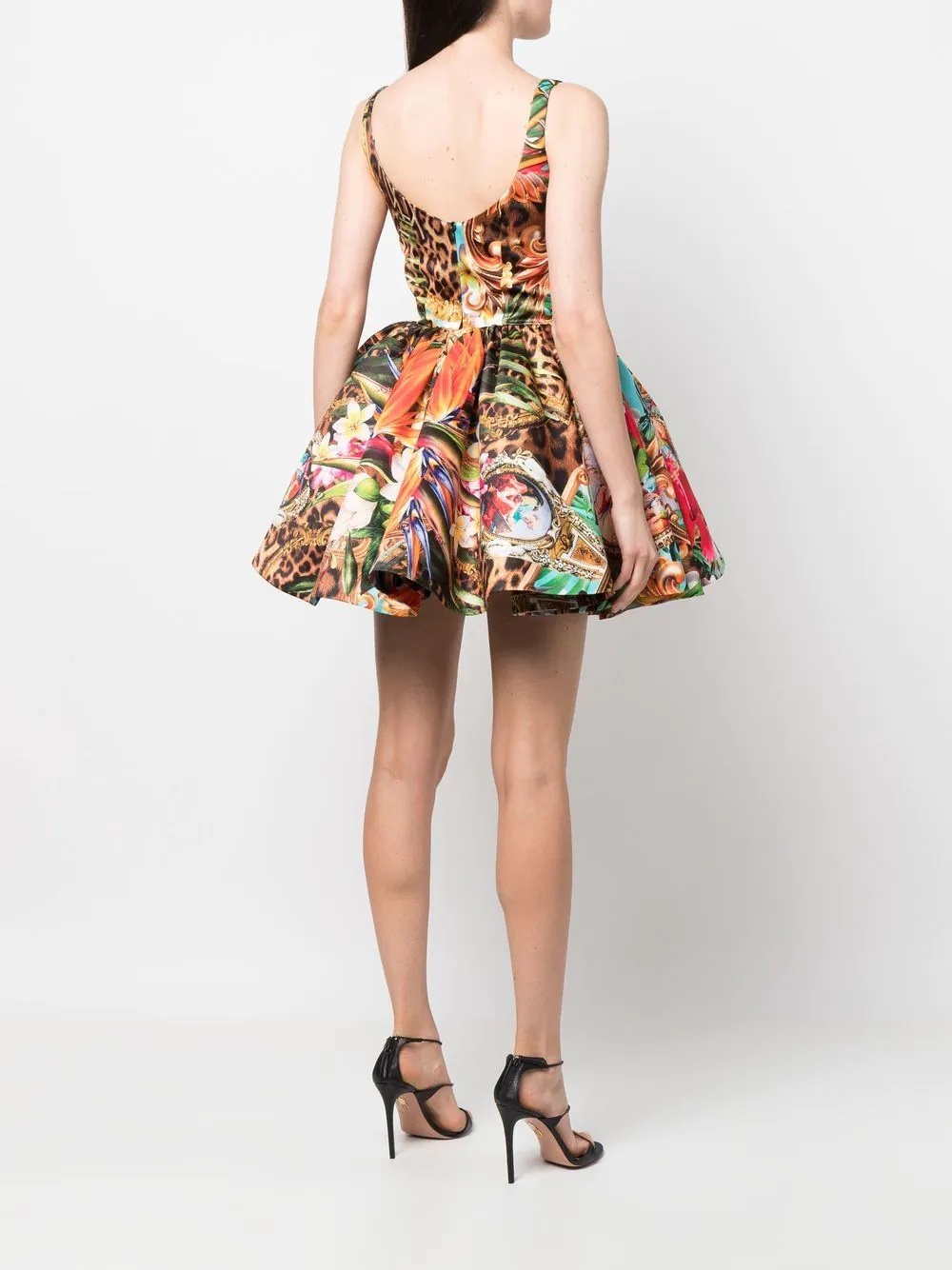 Duchesse baroque flowers-print mini dress - 4