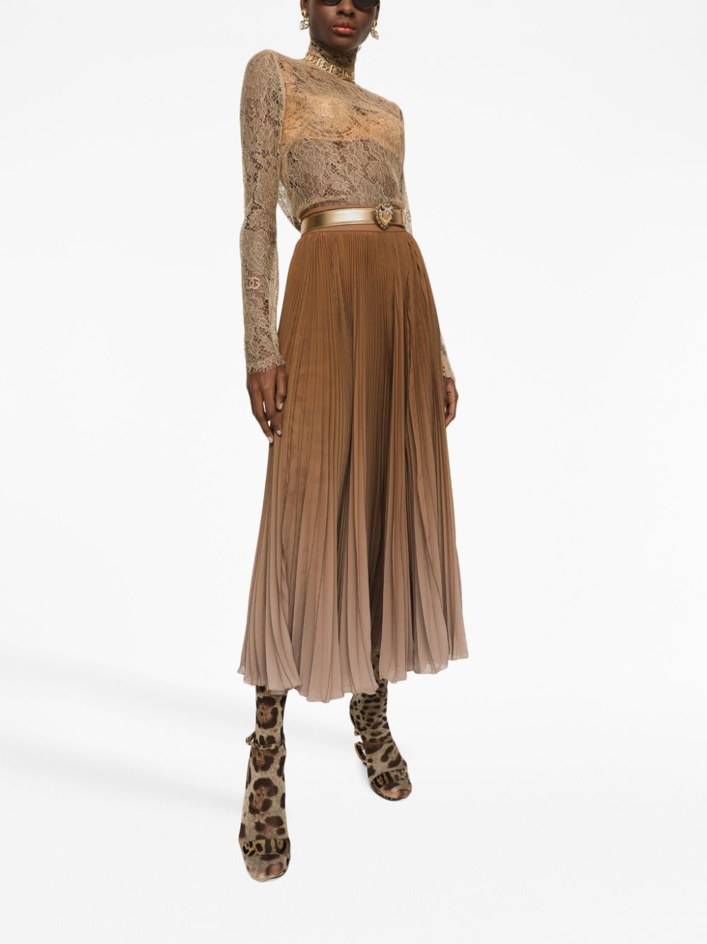 sheer-lace high-neck blouse - 2