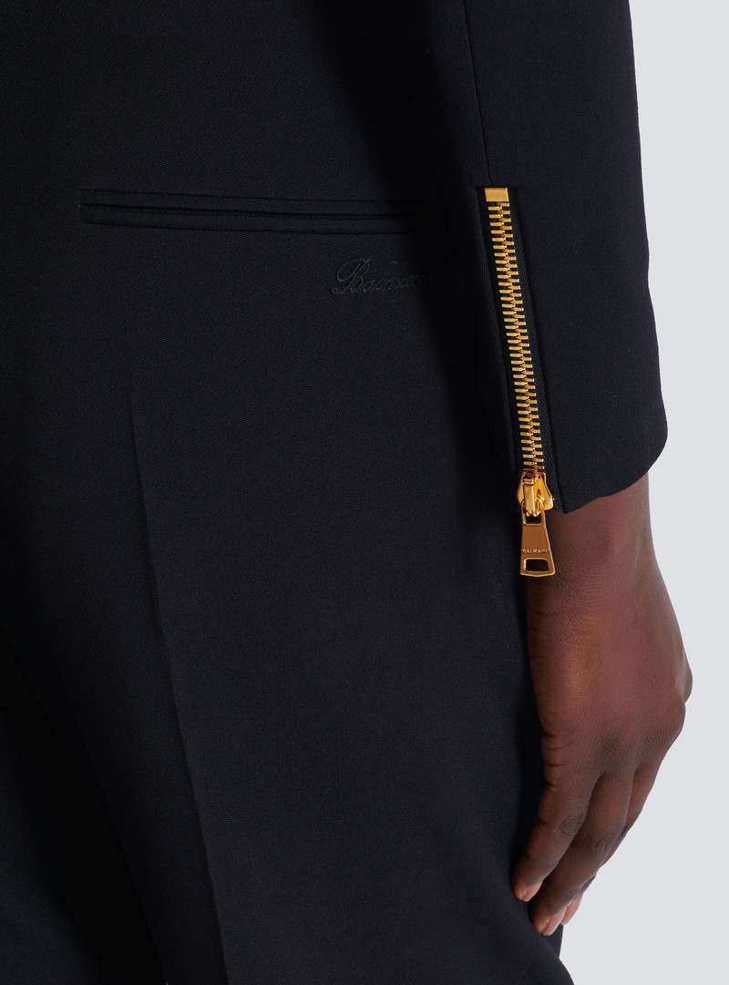Cropped jacket in grain de poudre wool 8