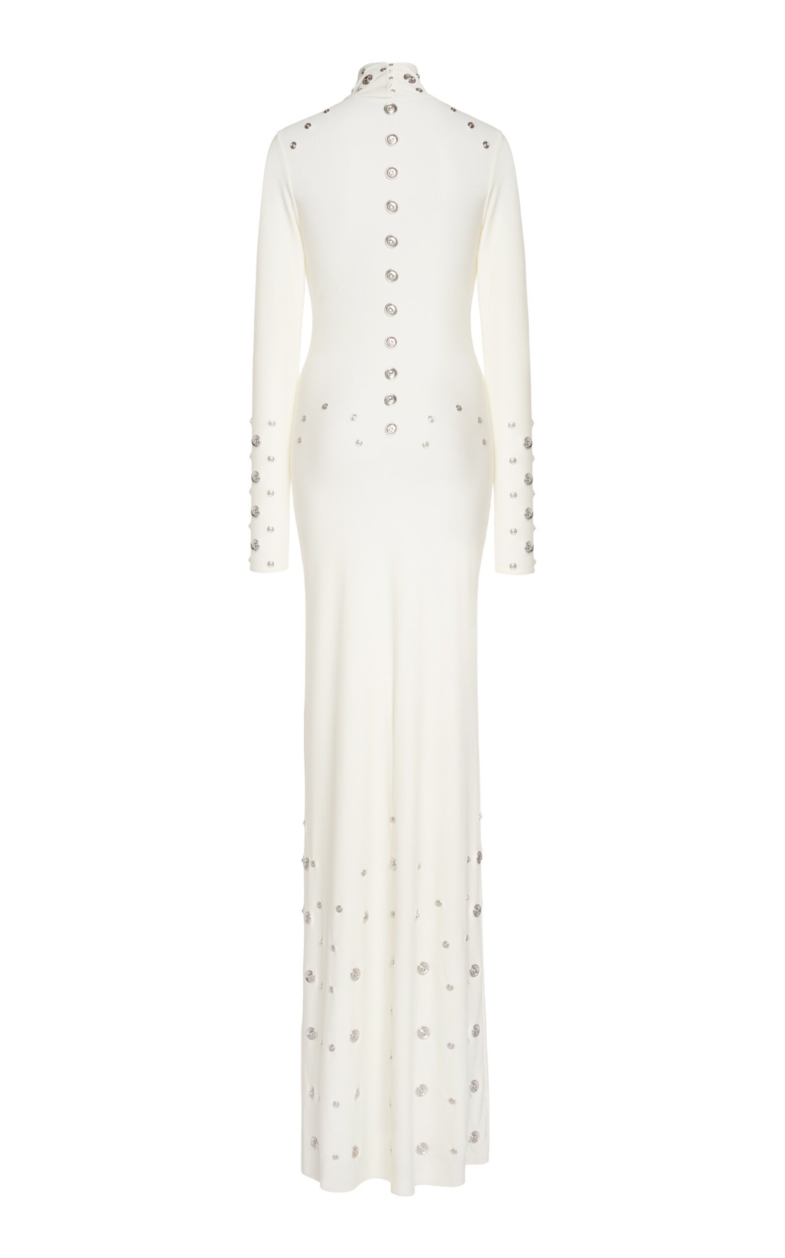 Snap-Embellished Spandex Maxi Dress white - 3