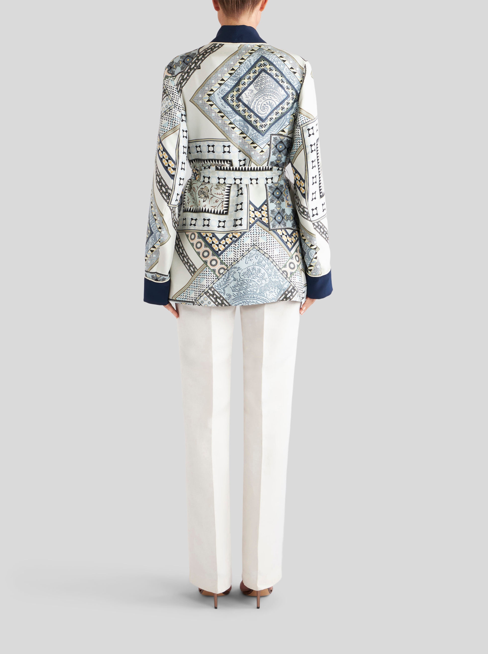 PATCHWORK PATTERN SILK JACKET - 4