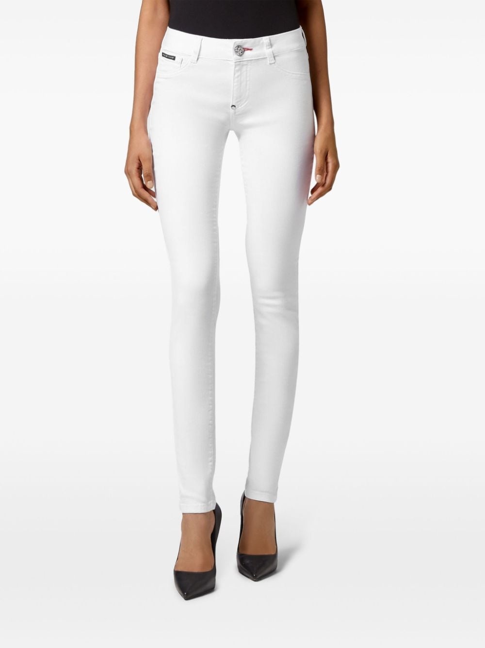 logo-plaque skinny-cut jeans - 3